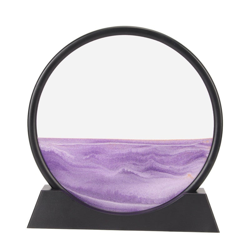 Moving Sand Art Picture: Purple 3D Deep Sea Sandscape - Premium Transparent Glass Relaxing Sand Flow for Home Office, Living Room Display, Mindfulness Practice & Gifting - Image 1