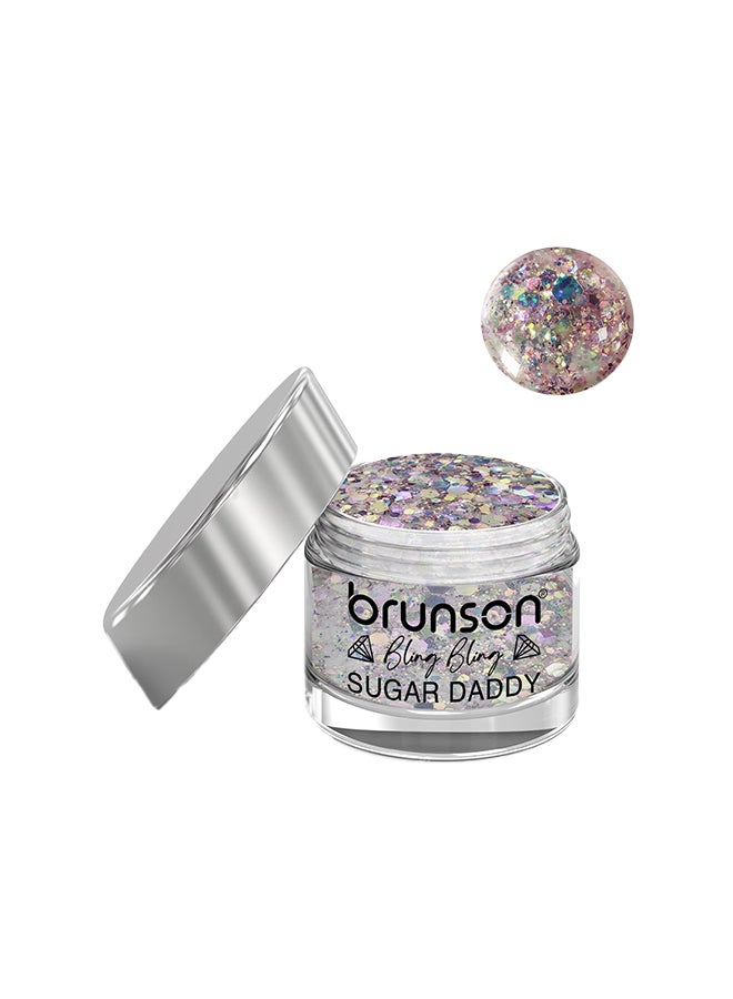 brunson Acrylic Nail Powder DIP And Buff System, Sugar Daddy Glittered 30ml BXC006