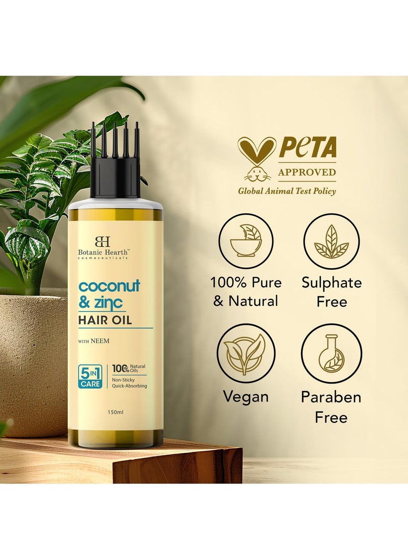 Botanic Hearth - Botanic Hearth Coconut & Zinc Pyrithione hair Oil – 150ml – Soothes Scalp, Controls Dandruff, Nourishes & Hydrates with Coconut Oil & Zinc Pyrithione for Healthy Hair - Image 1