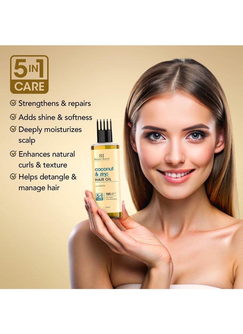 Botanic Hearth - Botanic Hearth Coconut & Zinc Pyrithione hair Oil – 150ml – Soothes Scalp, Controls Dandruff, Nourishes & Hydrates with Coconut Oil & Zinc Pyrithione for Healthy Hair - Image 1