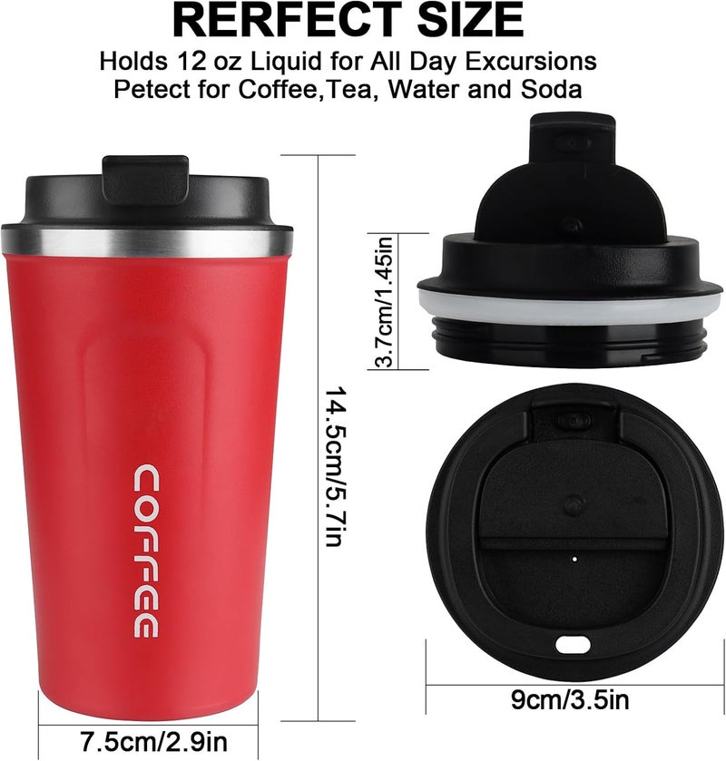 CS COSDDI 12 oz Stainless Steel Vacuum Insulated Tumbler - Coffee Travel Mug Spill Proof with Lid - coffee Cup for Keep Hot/Ice Coffee,Tea and Beer （Red） - Image 4