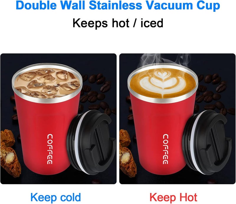 CS COSDDI 12 oz Stainless Steel Vacuum Insulated Tumbler - Coffee Travel Mug Spill Proof with Lid - coffee Cup for Keep Hot/Ice Coffee,Tea and Beer （Red） - Image 5