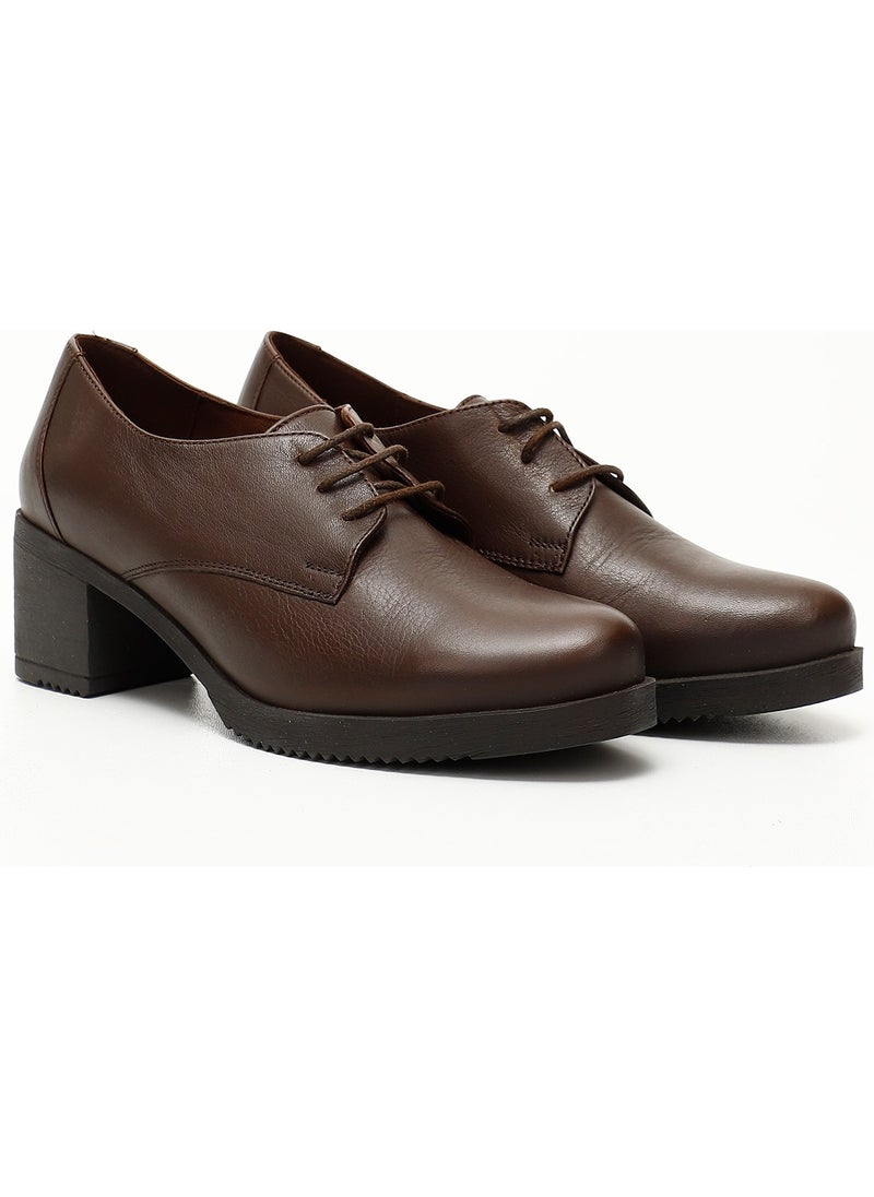 Gönderi(r) Gön Genuine Leather Round Toe Medium Heel Lace-Up Women's Shoes 24230  - Image 2