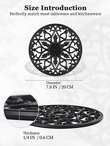 SMARTAKE 6 Set Silicone Trivet Mats, Multi-Use Intricately Carved Coasters, Insulated Non-Slip Durable Kitchen Mats, Flexible Modern Kitchen Table Mat, for Hot Dishes, Pots, Countertop (Black) - Image 4