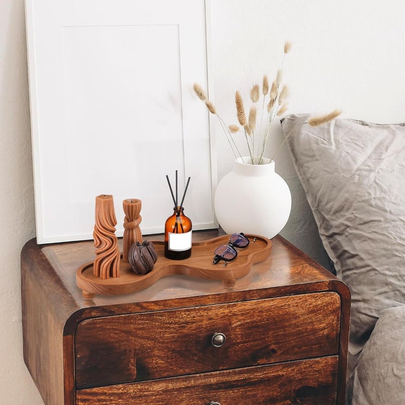 Wood Cloud Perfume Tray, Irregular Wooden Jewelry Decorative Tray, Trinket Dish Ring Holder Dish for Women, Aesthetic Room Decor for Vanity, Desk, Coffee Table, Birthday Gift Brown - Image 2