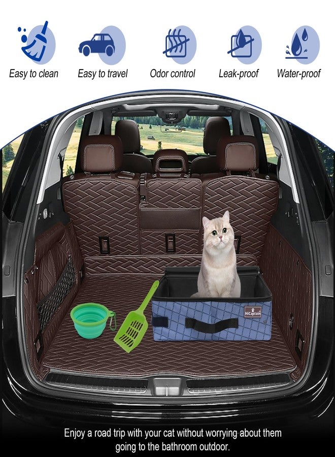 HiCaptain Portable Travel Litter Box with Lid, Foldable Cat Travel Litter Box - Leakproof, Odor-Free & Waterproof. Ideal for Road Trip, Cars, Hotels and Airplane - Blue - Image 5