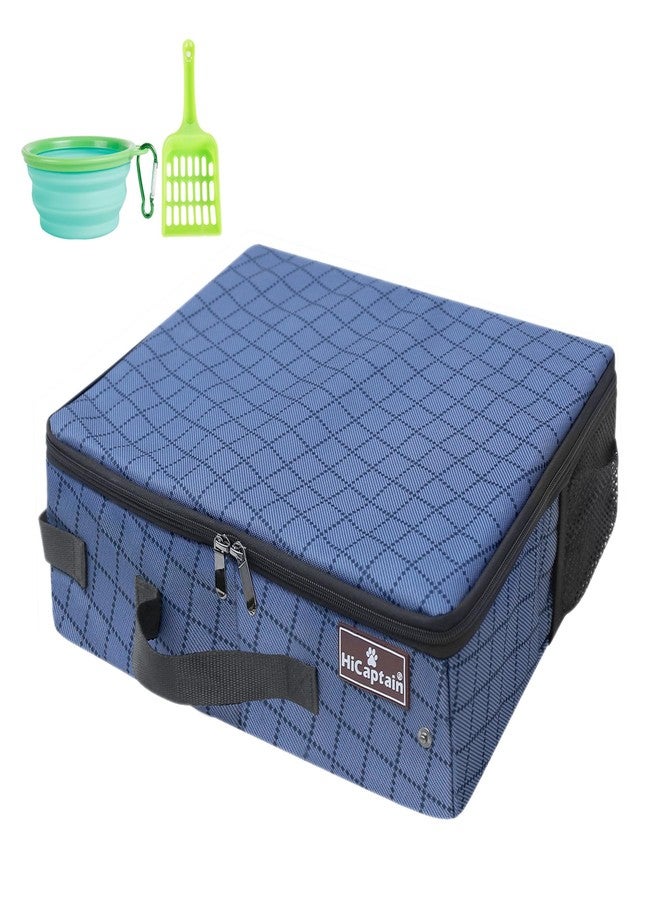 HiCaptain Portable Travel Litter Box with Lid, Foldable Cat Travel Litter Box - Leakproof, Odor-Free & Waterproof. Ideal for Road Trip, Cars, Hotels and Airplane - Blue - Image 1