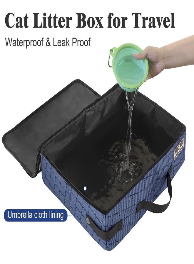 HiCaptain Portable Travel Litter Box with Lid, Foldable Cat Travel Litter Box - Leakproof, Odor-Free & Waterproof. Ideal for Road Trip, Cars, Hotels and Airplane - Blue - Image 2