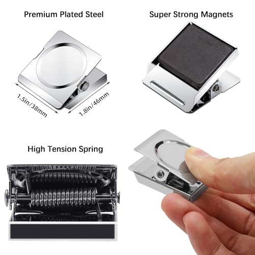 Thimmamma Magnetic Clips 1.5 inch, 12 Pack Heavy Duty Magnet Metal Clips for Hanging, Strong Magnet Clip for Whiteboard, Fridge, Classroom, Refrigerator - Image 2