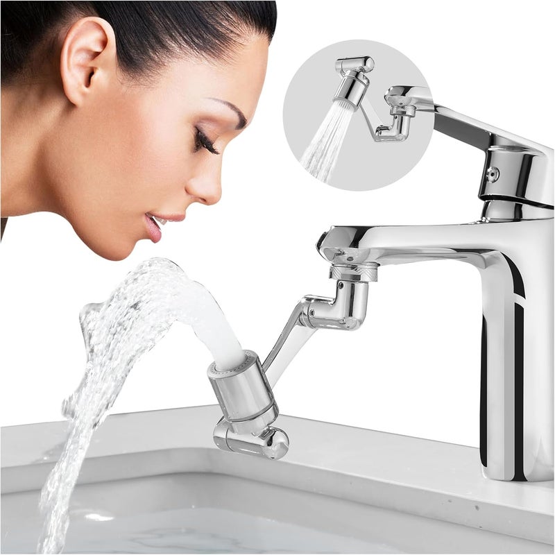 CECEFIN 1080° Swivel Faucet-Extender Sink-Aerator - 2 Mode Splash Water Filter Extension, Kitchen Bathroom 360° Rotatable Spray Attachment, Multifunctional Universal Robotic Arm -Wash Hand/Hair/Face - Image 1