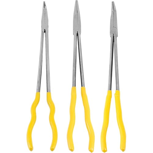 HOIGON 3 Pieces 16 Inch Long Needle Nose Plier Set, 90-Degree 45-Degree Straight Extra Long Reach Pliers Set with Comfortable Handle for Tight Space - Image 1