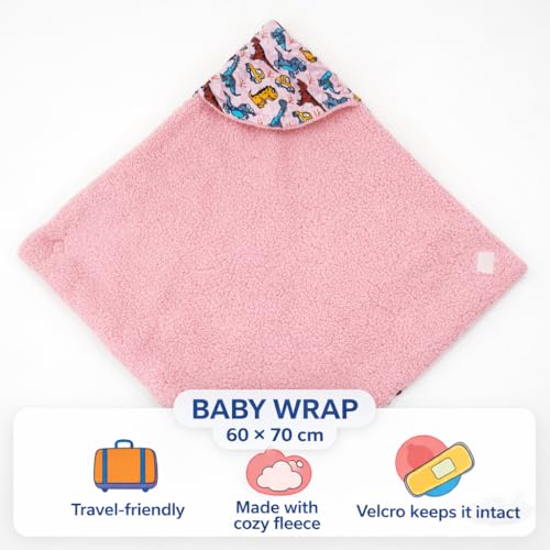 Florida All Season Hooded Baby Blanket Swaddler Wrapper Flannel Soft and Comfortable for New Born Baby Girls and Boys-Wrap Baby Pink - Image 3