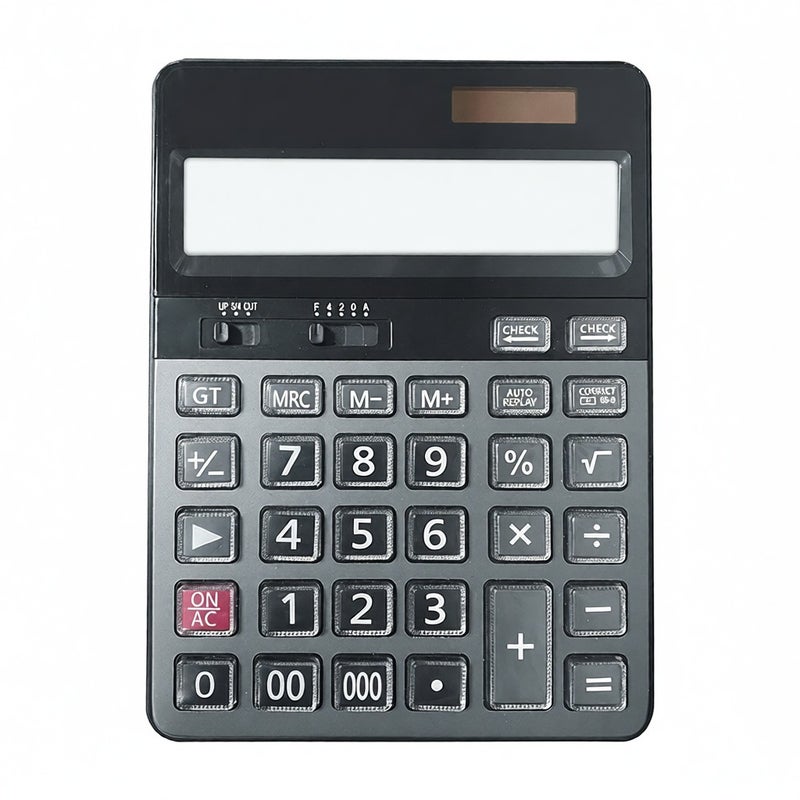 Desktop Calculator 14 Digit Large Solar Power and LCD Display Big Button Calculator 112 Steps Check and Correct Function Suitable for Office School Home for Kids Students Accountant - Image 1