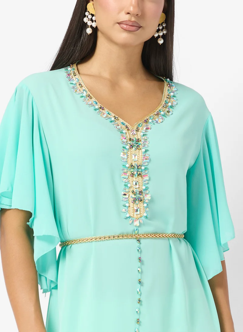 Khizana  Flouncy Sleeve Embellished Dress for Women | Best Price UAE