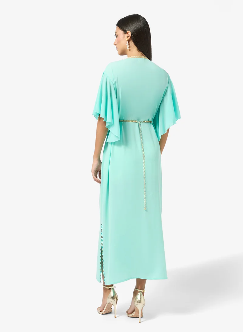 Khizana Flouncy Sleeve Embellished Dress