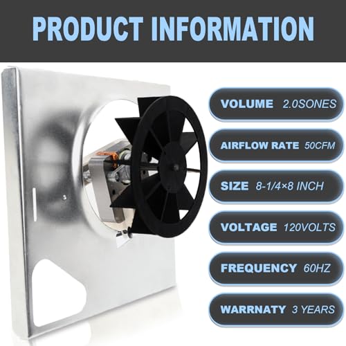 Motoasis 【Motoasis-Upgrade】 678-G/2678F-A Fan Compatible with Nutone 763 763N,Compatible with Broan 679-E/2679F-A 679FL-C N679-C 679L, 2.0 Sone,S97015163,8" x8-1/4 (50 CFM) - Image 5