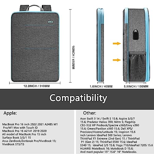 ZINZ Slim & Expandable Laptop Backpack 15 15.6 16 Inch Case, Water Resistant Travel Backpack Compatible with MacBook Pro/Neo 16" 15", Dell XPS 15 16 and Most 15" 15.6" 16" Notebooks，LG01Y02 - Image 2