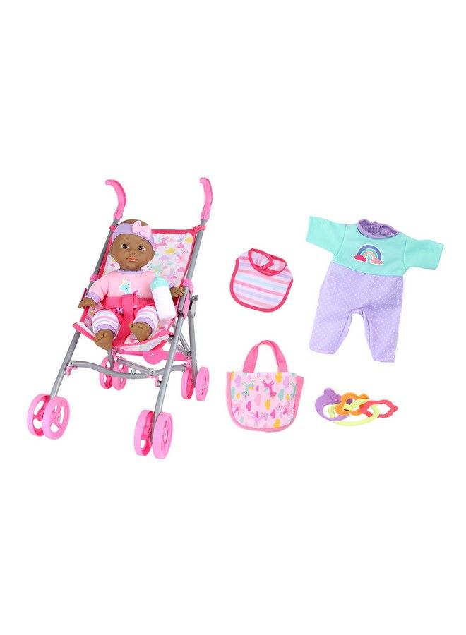 Gigo Dream Collection 12" Baby Doll Care Gift Set With Stroller African American In Gift Box - Image 1