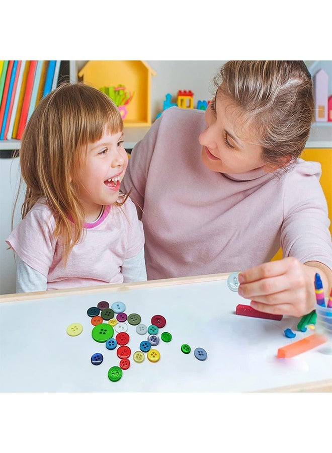 Peachjoy 1000 Pcs Resin Buttons, Assorted Sizes Round Craft Buttons for Sewing DIY Crafts, Children's Manual Button Painting, Mixed Colors - Image 3