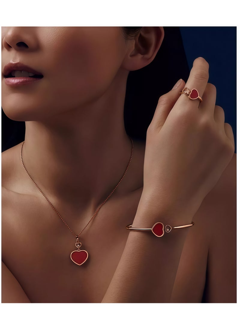 Chopard 18K Rose Gold Diamond Red Gemstone Necklace Pendant Gift for Women - Image 4