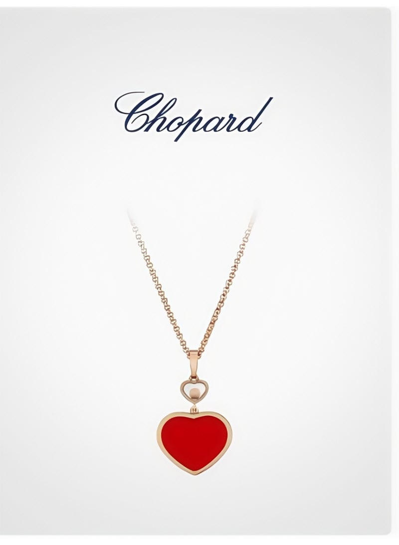 Chopard 18K Rose Gold Diamond Red Gemstone Necklace Pendant Gift for Women - Image 1