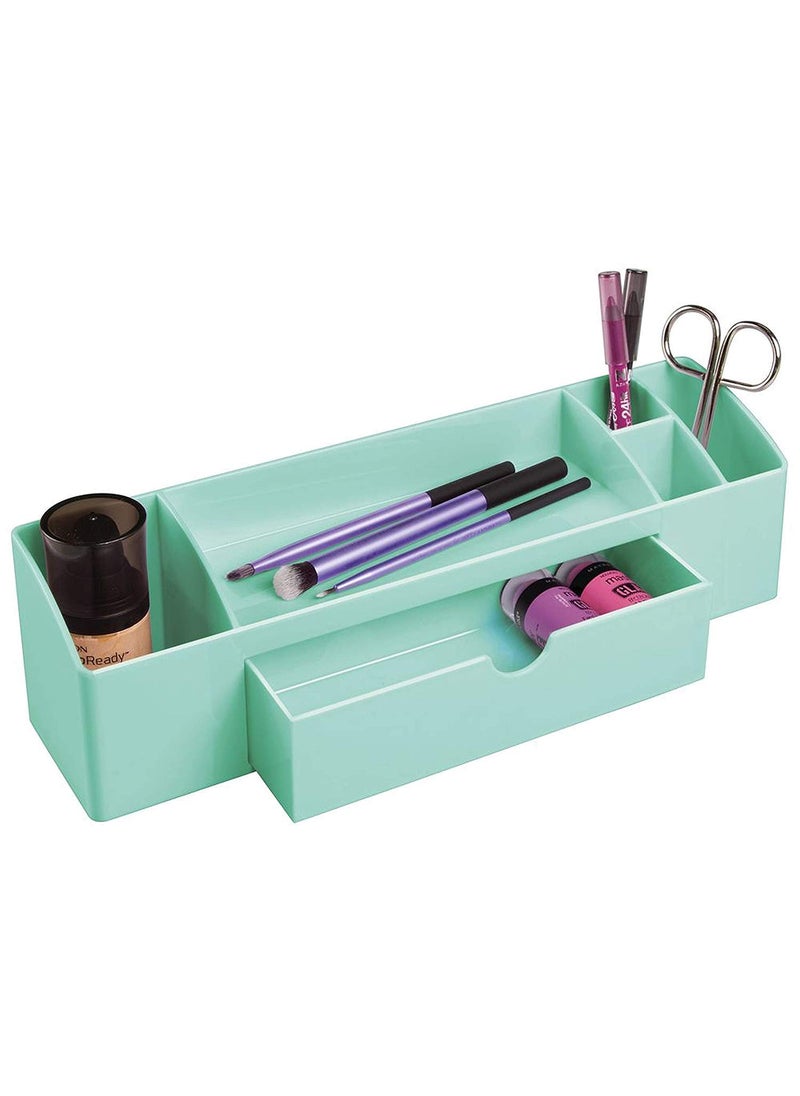 InterDesign iDesign Med Makeup Organiser Compact Cosmetic Storage Unit for Lipstick Blush and More Made of Durable Plastic Light Mint  - Image 1
