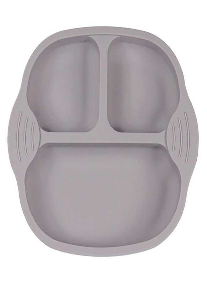 Sugalsu Suction Plates with Lids for Babies & Toddlers Food-Grade Silicone, Dinnerware Stays Put, Divided Design for Picky Eaters, Microwave & Dishwasher Friendly(Grey) - Image 1