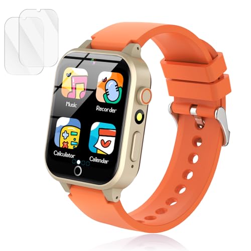 Luyiilo Kids Games Watch with 26 Puzzle Games Touch Screen HD Camera Alarm Clock Toys for Ages 312 Years OldBirthday Gift for Boys Girls Orange - Image 1