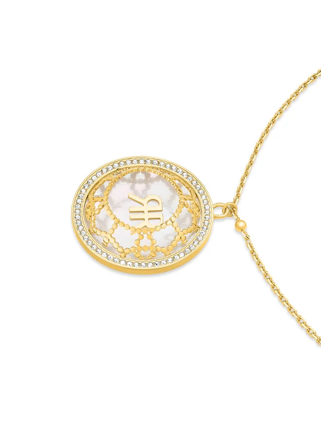شيروتي 1881 Arabesque.3 Necklace, Embossed 3D Floral Design with Mother of Pearl and Gold-Plated Accents â€“ Crystal-Adorned with CRR Logo