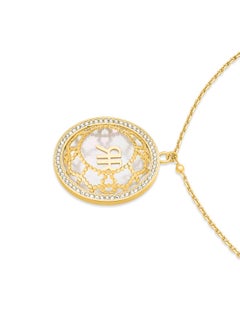 CERRUTI 1881 Arabesque.3 Necklace, Embossed 3D Floral Design with Mother of Pearl and Gold-Plated Accents â€“ Crystal-Adorned with CRR Logo  - Image 2
