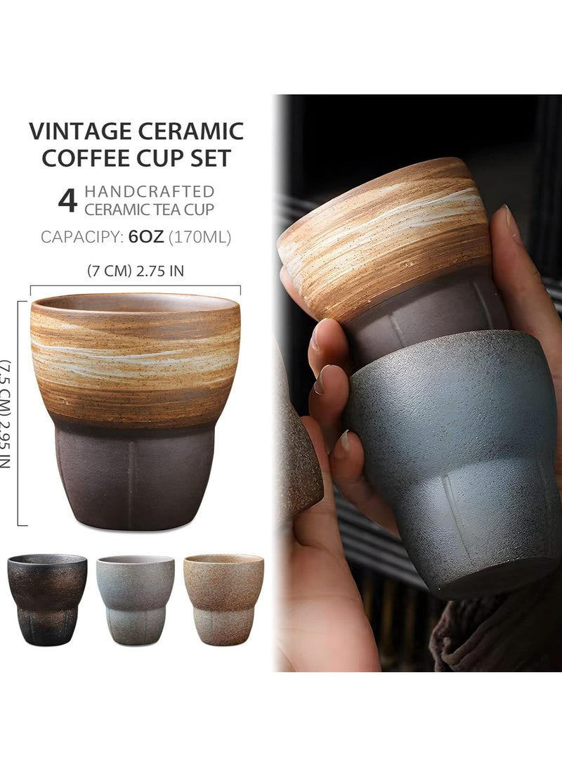 Anna 4-Piece Ceramic Coffee Cup Set - 170 mL Handmade Mugs with Matte Finish, for Home & Cafe - Image 2