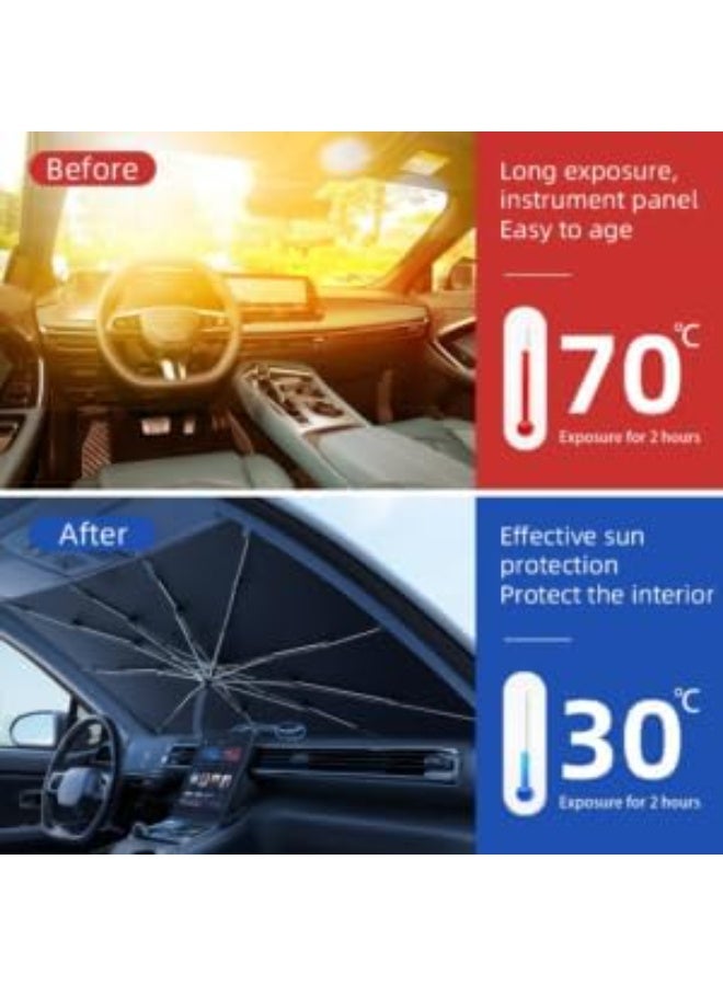 مظلة شمسية للسيارة مزودة بفتحة تثبيت للمرآة لسهولة التركيب، توفر عزلًا حراريًا بنسبة 90% لحماية السيارة من أشعة الشمس. قابلة للطي. - Image 3