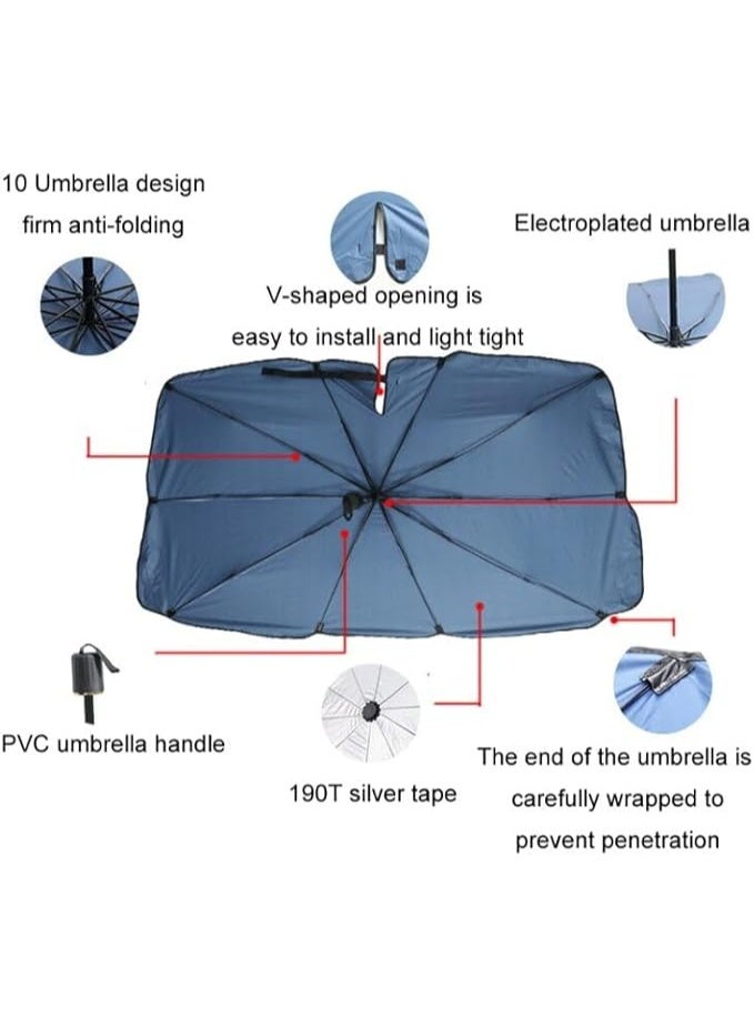 مظلة شمسية للسيارة مزودة بفتحة تثبيت للمرآة لسهولة التركيب، توفر عزلًا حراريًا بنسبة 90% لحماية السيارة من أشعة الشمس. قابلة للطي. - Image 5