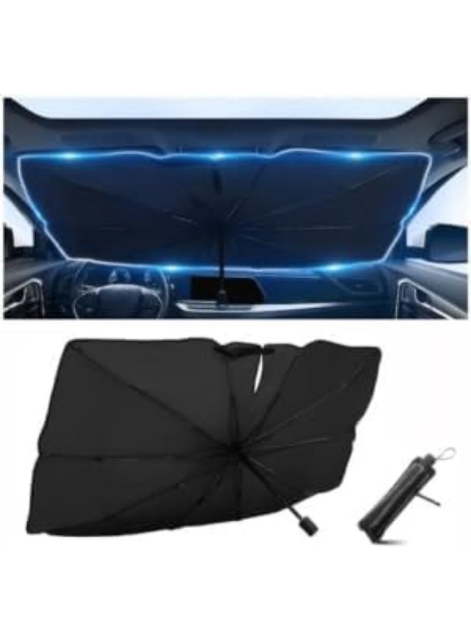 مظلة شمسية للسيارة مزودة بفتحة تثبيت للمرآة لسهولة التركيب، توفر عزلًا حراريًا بنسبة 90% لحماية السيارة من أشعة الشمس. قابلة للطي. - Image 2