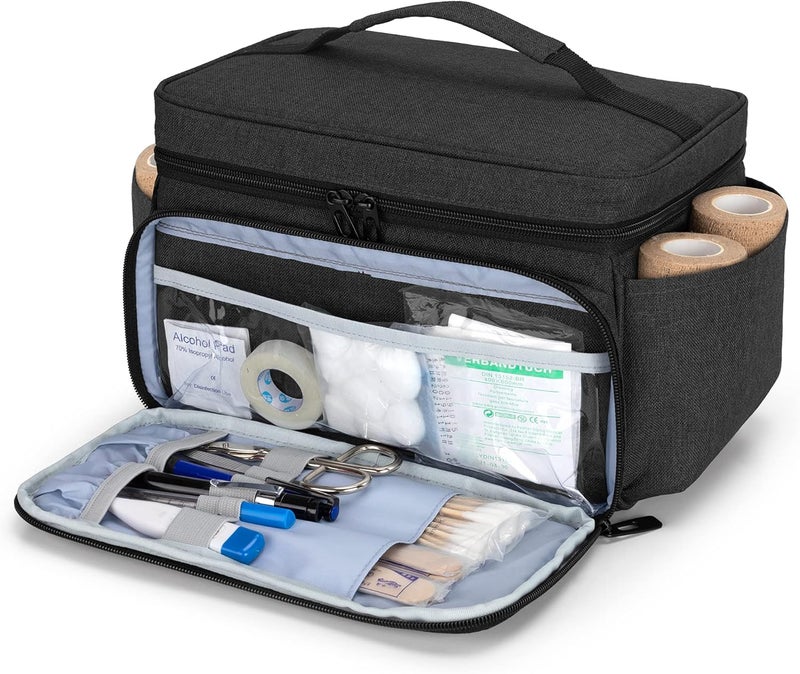 CURMIO Small Medicine Storage Bag Empty Lockable Pill Bottle Organizer with Portable Zippered Pouches for First Aid Kits Pill Bottle Organizer for Emergency Medical Supplies - Image 3