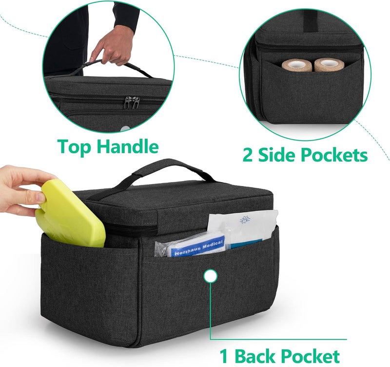 CURMIO Small Medicine Storage Bag Empty Lockable Pill Bottle Organizer with Portable Zippered Pouches for First Aid Kits Pill Bottle Organizer for Emergency Medical Supplies - Image 4