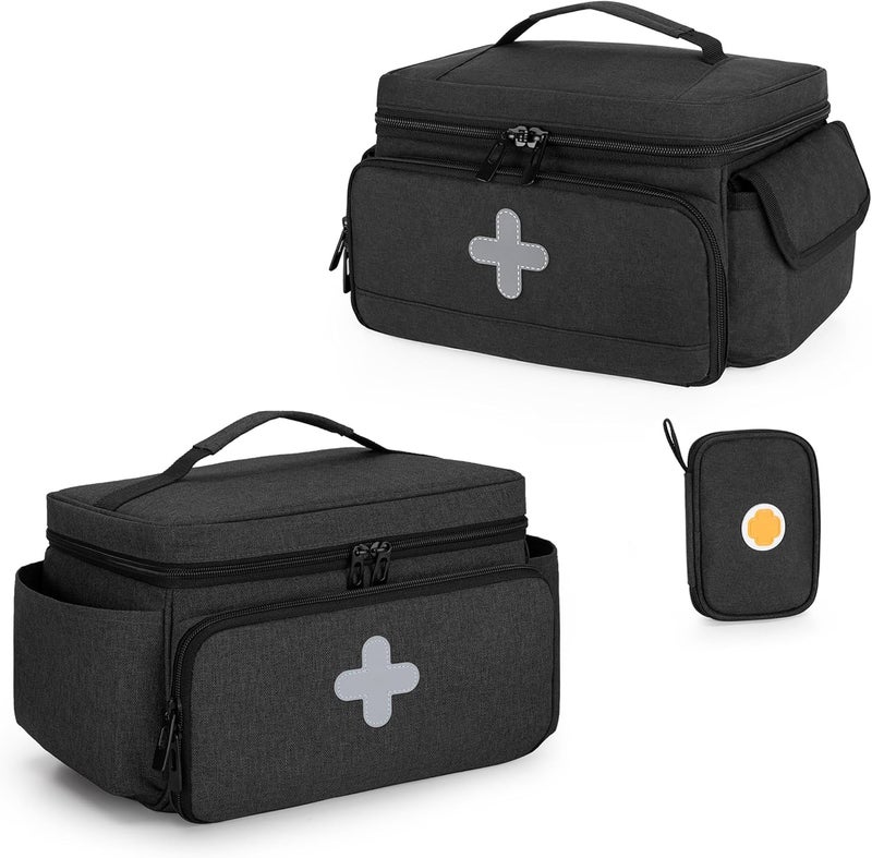 CURMIO Small Medicine Storage Bag Empty Lockable Pill Bottle Organizer with Portable Zippered Pouches for First Aid Kits Pill Bottle Organizer for Emergency Medical Supplies - Image 1