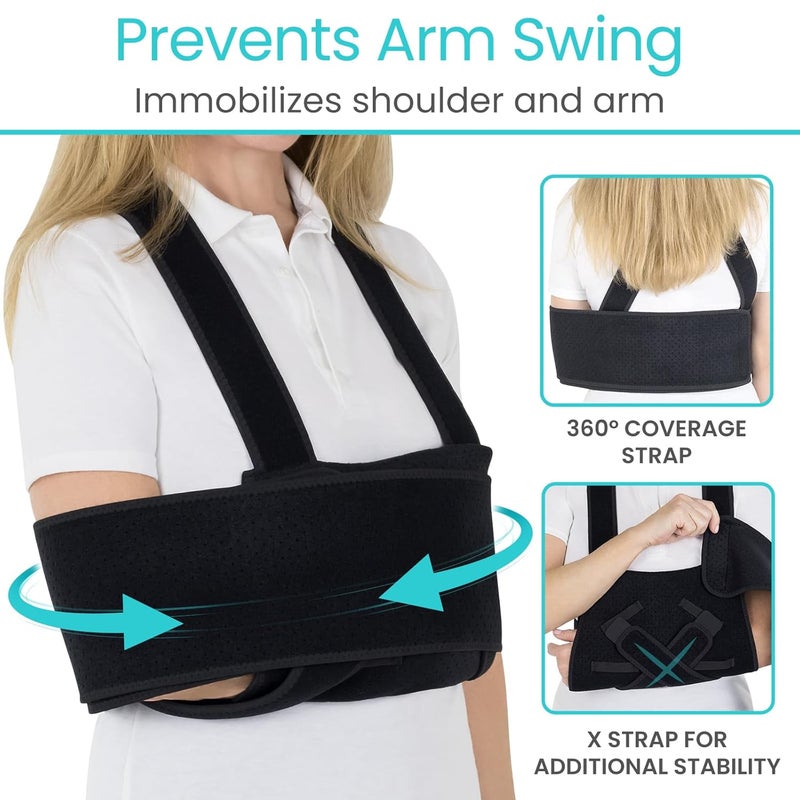 Vive Arm Sling Shoulder Immobilizer for Sleeping Fits Left  Right  Comfortable Night Support for Elbow Injury Rotator Cuff Surgery Broken Wrist  Hand  Adjustable Straps Fit Men  Women Black XLarge - Image 3