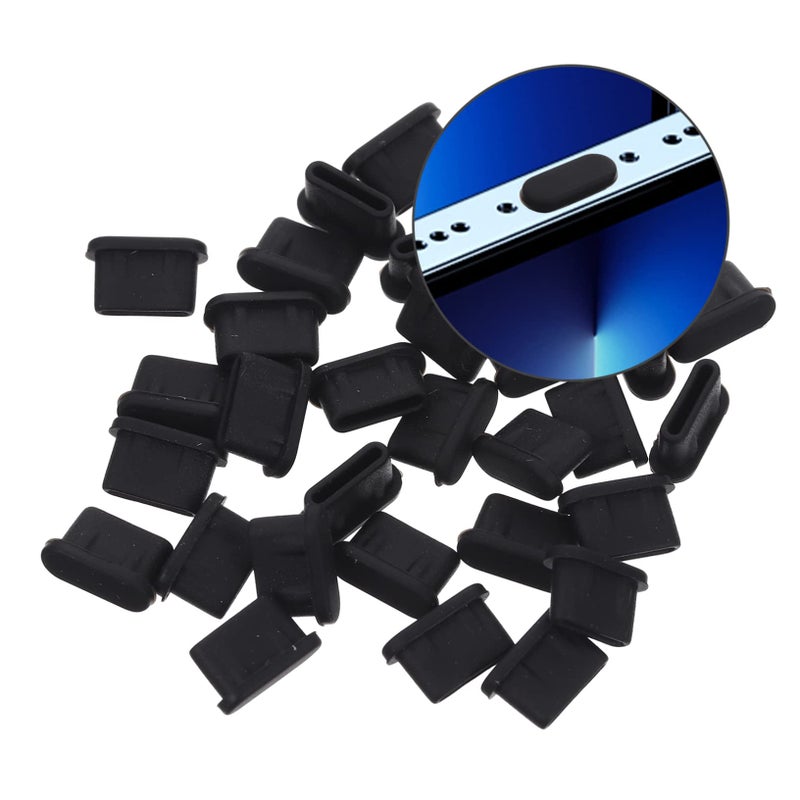 USB Type C Dust Plugs 30pcs Black Covers For Laptop Mobile Devices Charging Ports - Image 5
