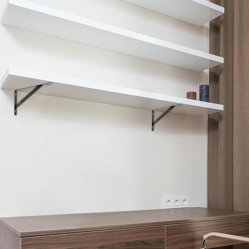 4Pcs Heavy Duty Folding Shelf Brackets 12 Inch Black Steel Wall Mounted Supports - Image 5