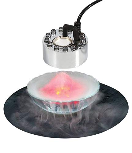 Akeydeco Halloween Party Mist MakerUltrasonic Water Pond Fountain Fogger 9 LED Red Yellow and Blue Light Flashes Aluminum Atomizer Air Humidifier for and Rockery Fish Tank Vase Birdbath Deco - Image 1