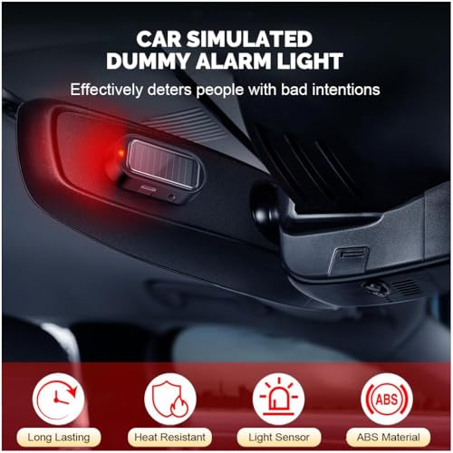 STHIRA® 2 Pack Solar Power Simulated Dummy Alarm Security Lights, Self-Adhesive Fake Alarm LED, Auto Charging, with Micro USB Charging Port, Self-Adhesive Peel-and-Stick Dummy Car Alarm Light - Image 5