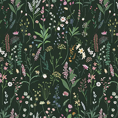 JiffDiff 17.3'' x 236.2'' Floral Peel and Stick Wallpaper Vinyl Wallpaper Flower Vintage Vinyl Peel and Stick Wall Paper for Kitchen Cabinet Furniture Renter Friendly (Covers 28.4 Sq Ft) - Image 2
