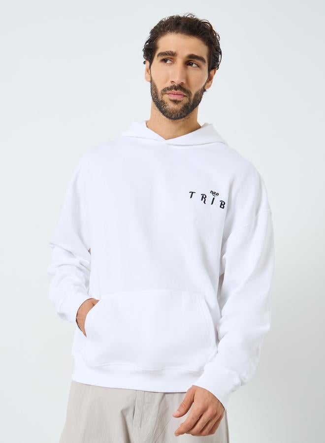 ستايلي هودي واسع أبيض مطبوع للرجال - Image 3