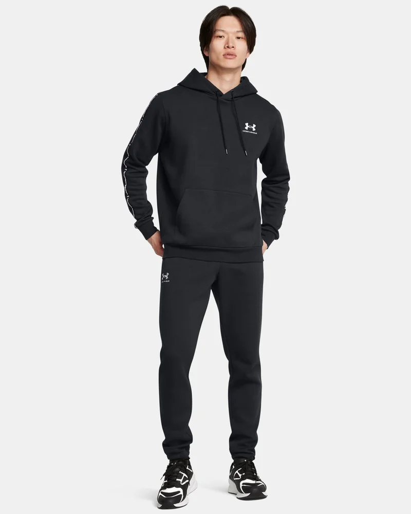 Under Armour Black Men's Icon Fleece Taping Hoodie for Men | Best Price UAE
