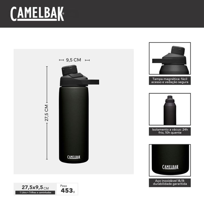 CamelBak Chute Mag 32oz Vacuum Insulated Stainless Steel Water Bottle, Black - Image 3
