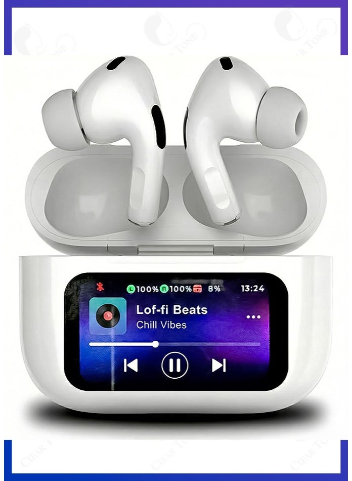 Oteeto Wireless Earbuds with Smart Touch Screen Case, Bluetooth 5.4 TWS Headphones, Full Color LCD Display | Ear Detection & Free Switch Left or Right | Total Up to 15H Playtime | Low Latency Gaming Headset for iPhone & Android - Image 1