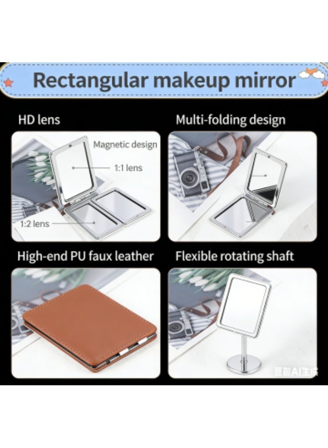 Compact Vanity Mirror for Men, Black, Travel Makeup Mirror for Handbag Pocket Wallet, Portable Double-Sided Magnifying Cosmetic Mirror for Daily, Work, Business - Image 2