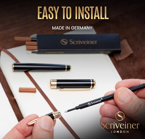 Scriveiner Rollerball Refill Black Broad - 4 Rollerball Refills Designed for Scriveiner Pens - Safety Ceramic Non Dry Roller Pen Refill B - Schmidt 888 Size – Made in Germany - Image 4