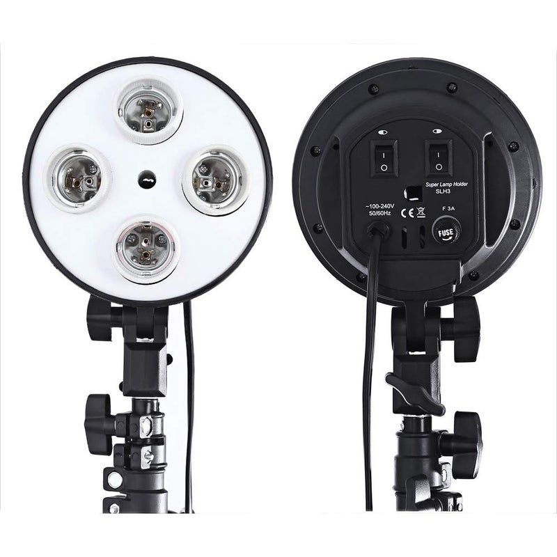 3-in-1 Photo Studio Kit 4 Lamp Holder 2m Light Stand 50 x 70cm Soft Box EU Plug - Image 5